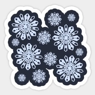 Dreidel Paper Snowflakes - Happy Hanukkah - Blue Snow Sticker